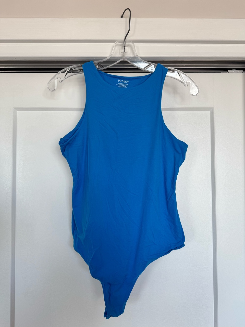 High-Neck Bodysuit in Bright Blue